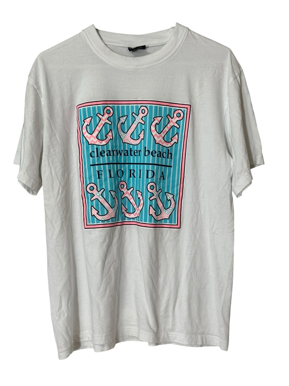 Clearwater Beach Florida T Shirt Women Sz XL Cotton Short Sleeve Beach Nautical